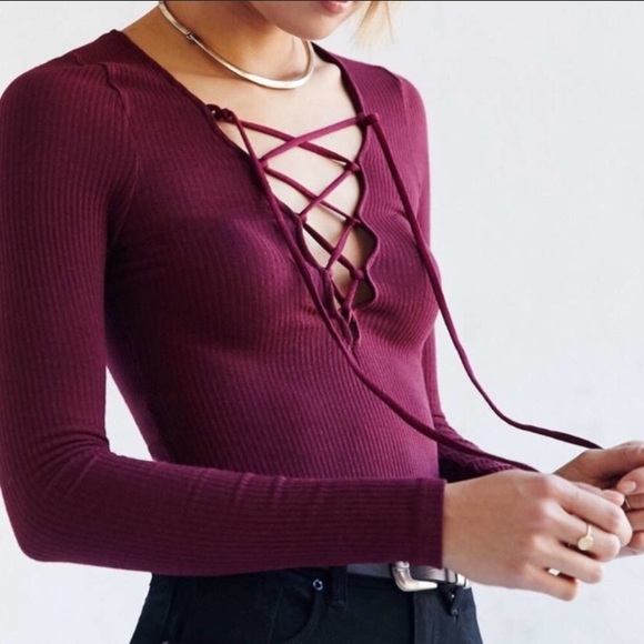 ⭐️ Urban Outfitters Project Social T Lace Up Top - Picture 2 of 4
